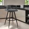 Armen Living Gabriele 30" Gray Faux Leather and Black Metal Swivel Bar Stool LCGBBABLGR30 - alternate 4